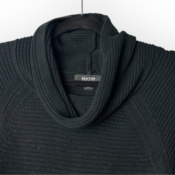 Kenneth Cole Black Cowl Neck Ribbed Sweater L - Picture 3 of 6